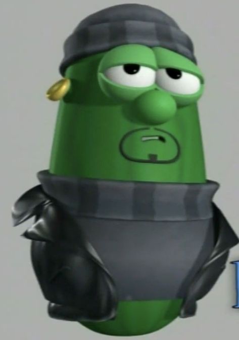 Taken from The Ballad of Little Joe. Pbs Kids Characters, Larry Boy Veggie Tales, Cucumber From Veggie Tales, Larry Veggie Tales, Green Cartoon Characters, Veggie Tales Characters, Larry The Cucumber, Weird Pics To Airdrop, Silly Pfps