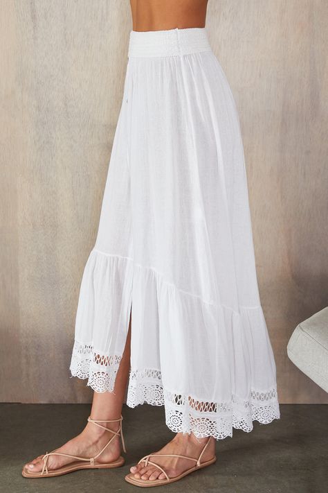 White long skirt outfit