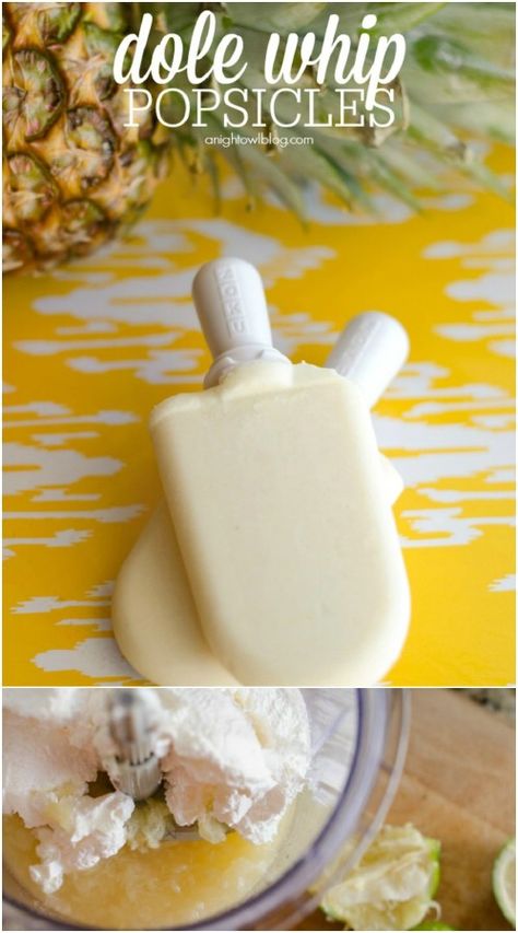 Creamy Dole Whip Pops Dole Whip Popsicles, Disney Dole Whip, Pineapple Popsicles, Popsicles Recipe, Pampered Chef Recipes, Homemade Popsicles, Dessert Aux Fruits, Dole Whip, Ice Cream Popsicles