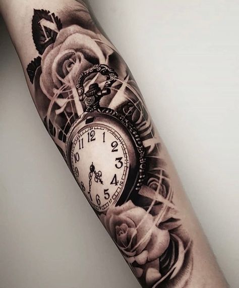 Stop Watch Tattoo, Money Rose Tattoo, Flesh Tattoo, Watch Tattoo Design, Rib Tattoos For Women, Stop Watch, Watch Tattoos, Dope Tattoos For Women, Arm Sleeve Tattoos