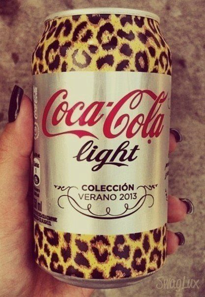 Coke Cola; Coca Cola; Leopard print; Fashion design; Packaging design; Animal print Coca Cola Light, Retro 2000s, Dr Pepper Can, Trashy Y2k, Coors Light Beer Can, Leopards, Just Girly Things, Cheetah Print, Girly Things