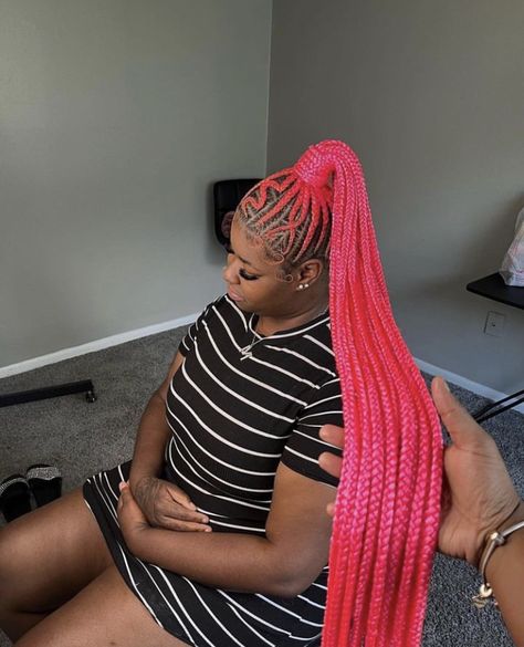 Pink Stitch Braids, Pink Back To School, Braided Stitch, Braided Pony, Pink Stitch, Braided Hairstyle, Stitch Braids, Match Me, Follow For More