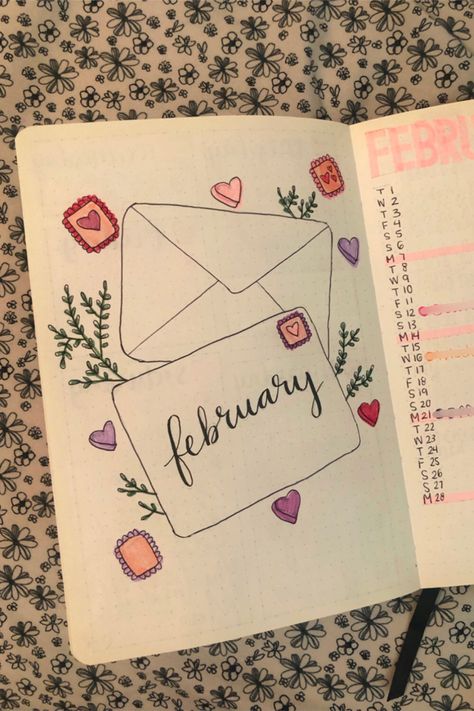 Love letter February bullet journal cover page Love Journal First Page Ideas, February Journal Cover Page, First Page Journal Ideas Aesthetic 2024, February Planner Ideas, Journal First Page Ideas Aesthetic, 2024 Cover Page, February Journal Cover, Bullet Journal Ideas 2024 Cover Page, February Drawings