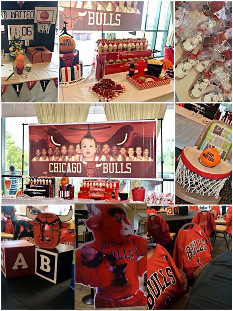 Chicago Bulls theme for my son's 1st birthday party. 🏀   #1st #birthday #basketballtheme #chicagobullls #party #eventstyling #DIYs Chicago Bulls Themed Birthday Party, Chicago Bulls Birthday Party Ideas, Chicago Bulls Birthday Party, Michael Jordan Birthday, Iron Man Theme, Jordan Birthday, 30th Bday Party, Basketball Theme Party, Basketball Birthday Parties