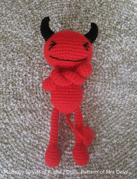 Demon Crochet Pattern Free, Crochet Demon, Microcar, Red Devil, Halloween Crochet, Yarn Projects, Cat Toy, Knit Or Crochet, Amigurumi Free Pattern