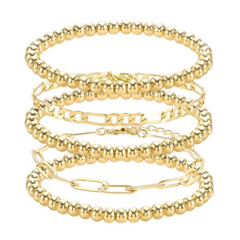 Beaded Bracelets for Women Stack Stretch Gold Silver Small Ball Beads Bracelets Dainty Paperclip Figaro Link Chain Bracelet Ankle for His and Her (As an Amazon Associate I earn from qualifying purchases) Bracelets Dainty, Stackable Beaded Bracelets, Bracelet Set Silver, Gold Bracelet Set, Trendy Bracelets, Link Chain Bracelet, Beads Bracelets, Gold Bead Bracelets, Ball Bracelet