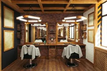 Small Barbershop Design, Small Barbershop, Barber Shop Equipment, Modern Barber Shop, Barbershop Design Interior, Barber Shop Ideas, Barber Shop Interior, Barbershop Ideas, Architecture Art Nouveau