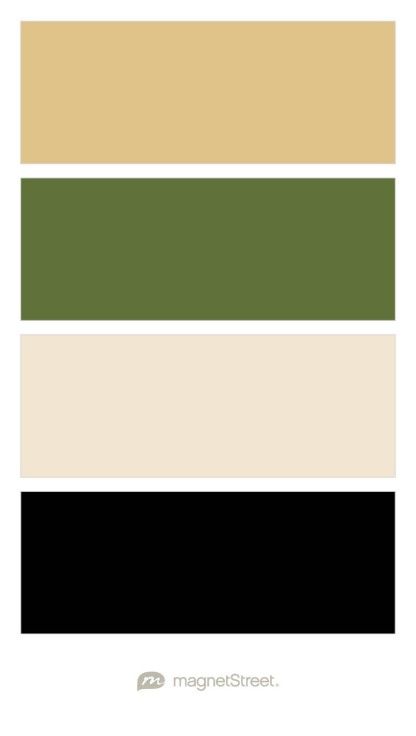 Gold, Olive, Champagne, and Black Wedding Color Palette - custom color palette created at MagnetStreet.com Black Wedding Color Palette, Champagne And Black Wedding, Black Gold Wedding, Black Color Palette, Gold Color Palettes, Salon Suites, Gold Palette, Gold Color Scheme, Green Palette