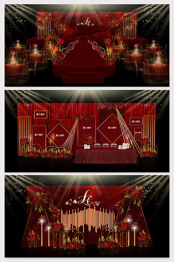 Wine red burgundy red wedding effect picture#pikbest#decors-models Red Burgundy Wedding, Burgundy Red Wedding, Cherry Blossom Theme, Wine Colour, Stage Decoration, Red Colour Palette, Wedding Logos, Stage Decorations, Wedding Stage