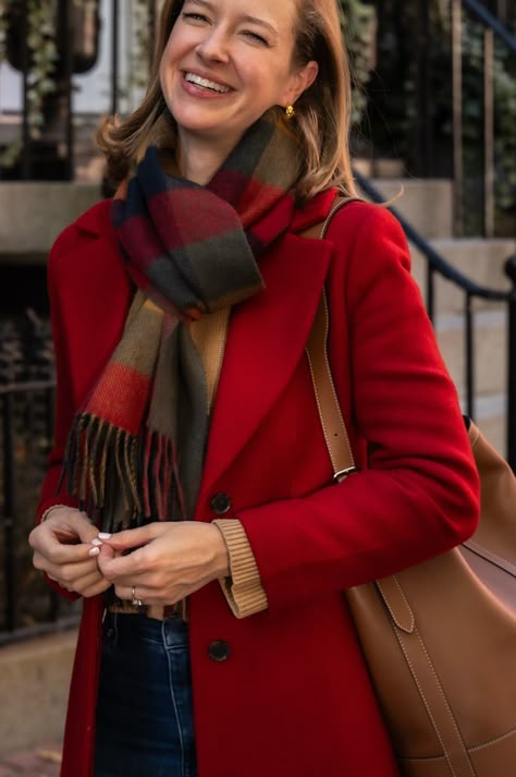 Red scarf outfit