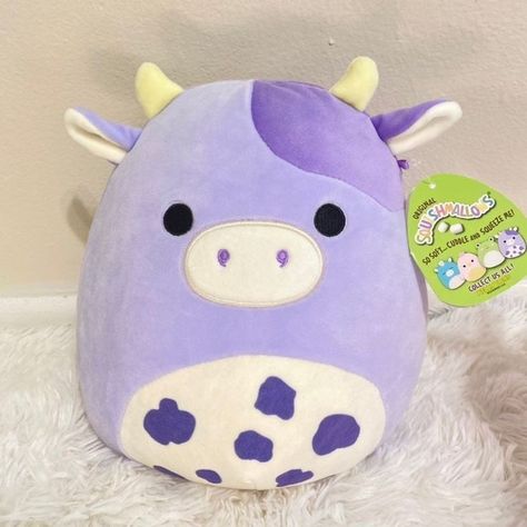 Mikey X Tn, Cow Squishmallow, Squish Mallows, Squish Mellow, Cute Squishies, Purple Cow, Cute Bedroom Decor, Kawaii Plushies, The Cow