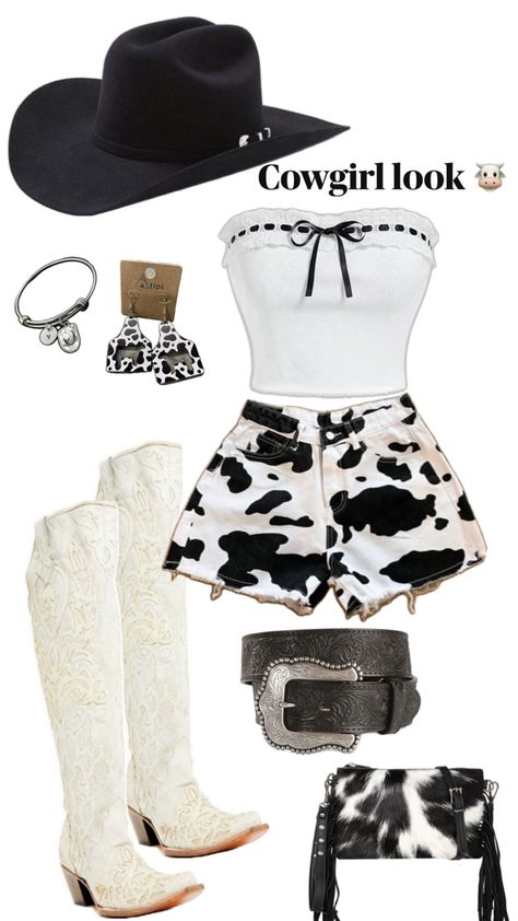 Western Fashion | 2024 | cute | girly | boots | cowprint Girly Boots, Cowgirls Outfits, Country Clothes, Cute Cowgirl Outfits, Cowgirl Style Outfits, Cowgirl Outfit, Concert Fit, Pattern Outfits, Cowboy Girl