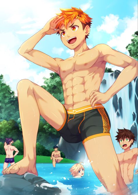 Camp Buddy, Anime Guys Shirtless, Anime Men, Gay Art, Hot Anime, Handsome Anime Guys, Handsome Anime, Cute Anime Guys, Anime Boys