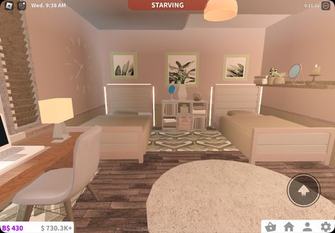 Twin Room Bloxburg Ideas, Twins Room Bloxburg, Twin Bedroom Ideas Aesthetic, Twin Bloxburg Bedroom, Aesthetic Twin Bedroom, Twin Room Bloxburg, Twin Bedroom Ideas Bloxburg, Twin Bedroom Bloxburg, Bloxburg Twin Bedroom Ideas