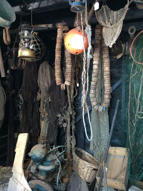 The inside of one of the fishing huts. Part of the Fisherman's museum Hastings. Fishmonger Aesthetic, Fishing Hamlet, Victorian Fisherman, Fisherwoman Aesthetic, Old Fisherman Aesthetic, Fishing Net Aesthetic, Fishing Town Aesthetic, Vintage Fisherman Aesthetic, Irish Fisherman Aesthetic