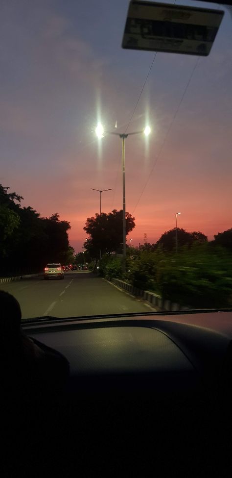 New Delhi #beautiful #sunset #sunsetphotography #evening #drive #thankyou Sunset In Delhi, Evening View Sunset Snapchat, Delhi Evening Snap, Car Snap Evening, City Night View Aesthetic, New Delhi Aesthetic, Evening Snap, Sunset Snap, Evening Drive