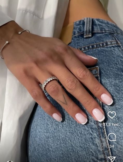 Gel French Manicure Squoval, Semi Square Nails, French Nails Rounded Square, Squavol French Tip Nails, French Manicure Square Round, Opaque French Tip Nails, Round Square French Tip Nails, Light French Tip Nails, French Tip Squoval Nails