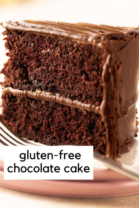 Slice of gluten-free chocolate cake on a plate. Gluten Free Chocolate Cake Recipe, Super Moist Chocolate Cake, Perfect Chocolate Cake, Thanksgiving Dessert Recipes, Gluten Free Chocolate Cake, Rich Cake, Vegan Chocolate Cake, Chocolate Layer Cake, Birthday Cake Chocolate