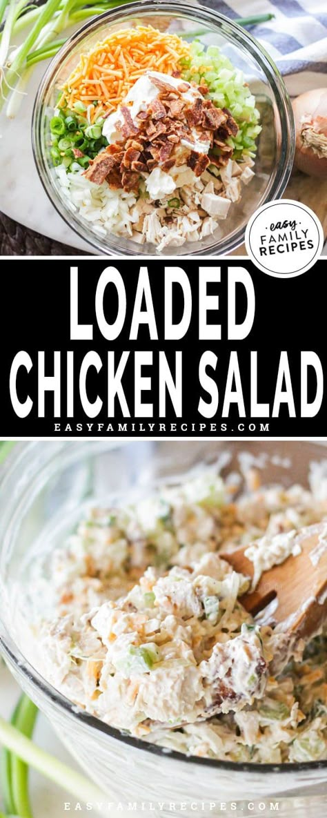 Loaded Chicken Salad, Chicken Bacon Salad, Low Carb Chicken Salad, Salad Recipes With Bacon, Best Chicken Salad Recipe, Loaded Chicken, Chicken Salad Sandwich Recipe, Rotisserie Chicken Salad, Keto Chicken Salad