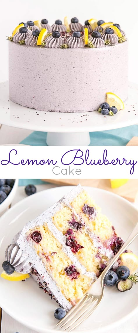 Cake Lemon Blueberry, Blueberry Buttercream, Delicious Lemon Cake, Lemon Blueberry Cake, Cake Lemon, Blueberry Lemon Cake, Wedding Chocolate, Cake Vanilla, Best Cake Recipes