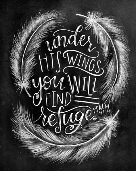 Feather Print Psalm 91:4 Feather Art Chalk Art Chalkboard | Etsy Tattoo Feather, Psalm 91 4, Under His Wings, Chalkboard Print, Verse Art, Psalm 91, Bible Verse Art, Art Bible, Sidewalk Chalk