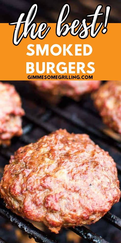 Smoked Burgers are so easy to make! A hand pattied burger made on your electric smoker with so much flavor. They are juicy and the best way to make a burger. Make this easy hamburger on your Trager for dinner tonight. Game Day Burgers, Smoked Sandwich Recipes, Hamburgers On Pellet Smoker, Burgers On A Pellet Grill, Treager Grill Burgers, Smoker Burger Recipes, Burgers In Smoker, Smoker Hamburger Recipes, Traeger Burgers