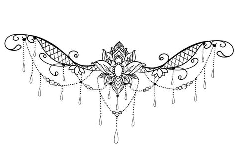 Chest Tattoo Designs Female, Chandelier Tattoo, Chest Tattoo Stencils, Lower Back Tattoo Designs, Lower Back Tattoo, Underboob Tattoo Designs, Lace Tattoo Design, Tattoos To Cover Scars, Anklet Tattoos