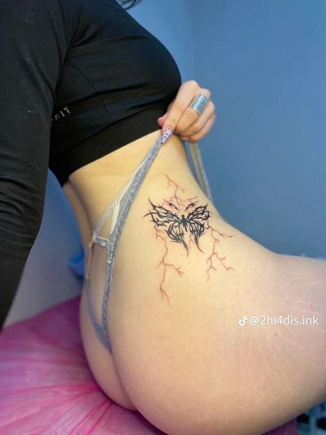 Inappropriate Tattoos For Women, Talia Mar Tattoo, Women Pelvic Tattoo, Hip Stomach Tattoos Women, Tattoo Under Buttcheek, 1978 Tattoo, Under Buttcheek Tattoo Women, Brother And Sister Tattoo Ideas, Sister Tattoo Ideas