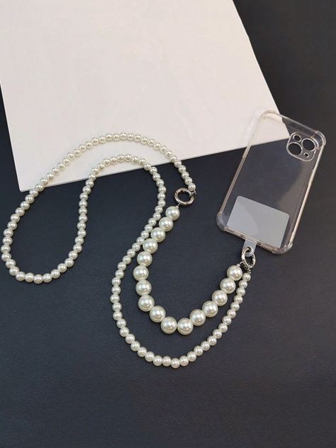 Silver  Collar  ABS  DIY Phone Lanyards Embellished   Cell Phones & Accessories Diy Phone Lanyard Ideas, Diy Phone Strap, Diy Phone Charms, Beaded Phone Lanyard, Charm Ideas, Diy Lanyard, Latest Phones, Phone Lanyard, Handmade Jewelry Tutorials