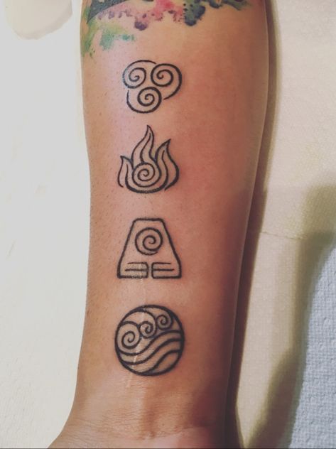 Tattoo uploaded by Jose Vega | Water, earth, fire & wind symbols!! Based on the Last Airbender series!! One more session to add color effects!! #tattoo #forearmtattoo #avatar #thelastairbender #wip #lines #ink #inklegacytattoos | 478644 | Tattoodo Tattoo Planets, Element Tattoo, Cardinal Tattoo, Avatar Tattoo, Tattoo Wallpaper, Tattoo Dotwork, Petit Tattoo, Elements Tattoo, Handpoke Tattoo