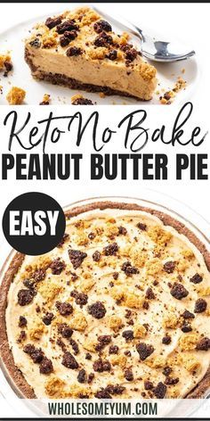 Peanut Butter Pie Recipe No Bake, No Bake Peanut Butter Pie, Keto No Bake, Peanut Butter Pie Recipe, Galletas Keto, Butter Pie Recipe, Peanut Butter Snacks, No Bake Peanut Butter, Wholesome Yum