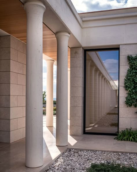 Gallery of Amanzoe Luxury Hotel & Villas / Edward Tuttle | Designrealization - 22 Amanzoe Greece, Mediterranean Hotel, Temple House, Roman House, Green Roof System, Neoclassical Architecture, Architecture Model Making, Home Temple, Landscape Architects