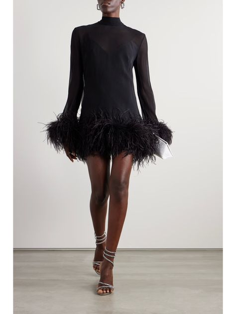 Taller Marmo, Black Silk Dress, Black Short Dress, Red Lip, Feather Dress, Matthew Williamson, Designer Accessories, The Dance, Dance Floor