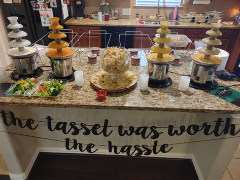 Ranch, sriracha ranch, queso and chick-fil-a sauce fountains! Ranch Fountain Wedding, Queso Fountain, Ranch Fountain, Sriracha Ranch, Fountain Wedding, Chick Fil A Sauce, Retirement Party, Chick Fil A, Retirement Parties