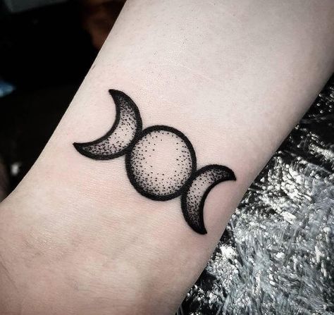 Moon Tattoo Triple Moon Tattoo, Moon Tattoo Meaning, Wicca Tattoo, Top Of Shoulder Tattoo, Small Wave Tattoo, Pagan Tattoo, Wiccan Tattoos, Omerta Tattoo, Witch Tattoo