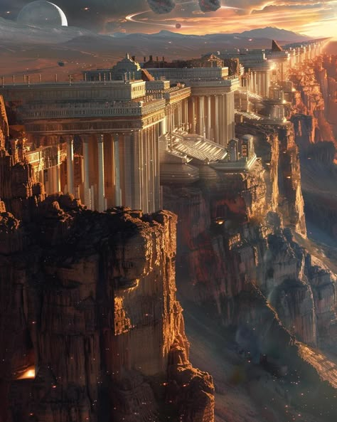 Home of the argonauts. Future city inspired by Ancient Greece. #ancientarchitecture #ancient #ancientgreece #pillars #ancientworld #scifiart #futurecity #futurecities #scifi #futureart #epicfantasy #epic #fantasyartwork #fantasy #midjourney #ai #digitalart Ancient Greece Fantasy Art, Greek Inspired Fantasy City, Futuristic Ancient Greece, Fantasy Greek City, Greek Fantasy Art, Ancient Greece Aesthetic, Ancient Greek City, Sci Fi City, Heaven Art