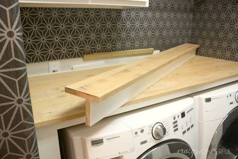 DIY built in washer + dryer - Crazy Wonderful Laundry Room Countertop, Room Storage Diy, Laundry Room Renovation, Laundry Room Remodel, Laundry Room Inspiration, Laundry Closet, Laundry Room Diy, Diy Laundry, Small Laundry Room