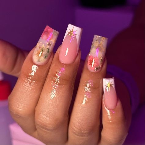 PETITION TO BRING MILK BATH BACK . . P R O D U C T S U S E D @heybeautifulnailsupplies flower decals, Elegance Nail tips and Top Coat using code ISABELLAA10 For $$ off ☺�️ @nails_and_blinks white gel polish nude is custom chrome is temu . . . . . #nailswag #houstonnails #mynails #frenchnails #summernails #nailporn #glitterbels #nailsupplies #trending #nailfee #nailinspo #explorer #woodlandsTx #promnails #marblenails #nailsupplies #milkbath Chrome Flower Nails, Milk Bath Nails, White Gel Polish, Flower Decals, Milk Bath, Marble Nails, Prom Nails, Dope Nails, Flower Nails