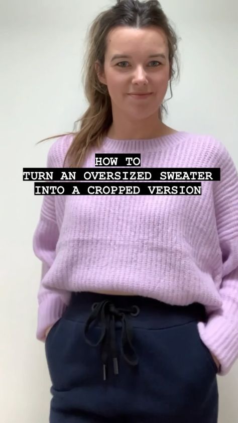 studio_tenue on Instagram: Fashion hack • Save for later ! How to turn an oversized sweater into a cropped version • Music: Another time Musician: LiQWYD •… How To Crop Sweater, How To Crop A Sweater, Fashion Hacks, Save For Later, Crop Sweater, How To Turn, Oversized Sweater, Cropped Sweater, Instagram Fashion