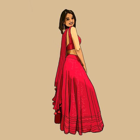 Himadri Patel, Indian Illustration Girl, Elegant Poses, Wedding Caricature, Indian Illustration, Diwali Outfits, Fashion Design Books