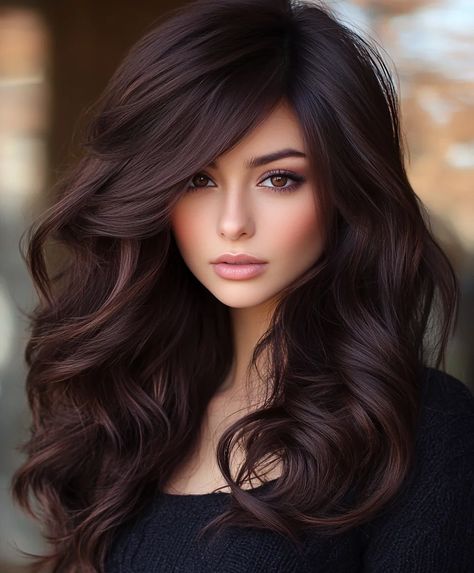 Top 51 Fall Hair Colors for Dark Hair: Bold & Beautiful Ideas - AskNaij Long Fall Hair Color Dark Brown, Hair Color Fair Skin Blue Eyes, Red Dark Brown Hair, Mahogany Hair Color Brown, Autumn Undertone, Undertone Hair, Low Lights For Brown Hair, Dark Winter Hair Color, Trending Dark Hair