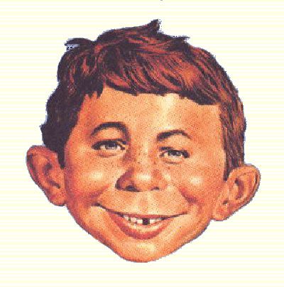 MAD - Alfred E. Neuman Alfred E Neuman, Mad Magazine, Lap Dogs, Just Smile, Kiss Cut Stickers, White Stickers, Magazine Design, Magazine Cover, Portrait Tattoo