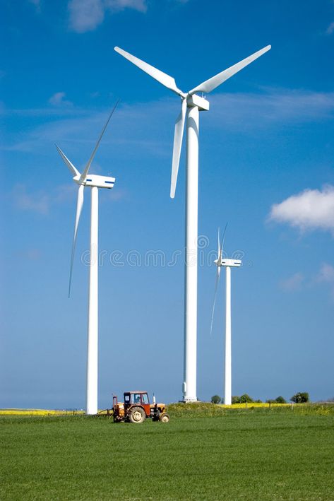 Eco Technology, Sea Horizon, Wind Turbines, Green Field, Wind Farm, Sky Sea, Green Power, Wind Energy, Clear Blue Sky