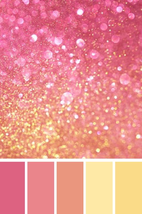 The interplay of soft pink tones and sparkling gold highlights exemplifies a vibrant pink and gold color palette, perfect for adding a touch of glamour and elegance. Pink And Gold Color Palette, Pink Color Palettes, Color Scheme Generator, Gold Color Palette, Gold Color Palettes, Color Palette Pink, Different Shades Of Pink, Palette Inspiration, Gold Highlights