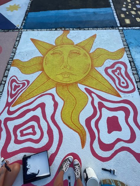 Sublime Senior Parking Spot, School Brick Painting Ideas, Sun Senior Parking Spot, Hippie Parking Spot Painting, Senior Spot Ideas, Cute Parking Spot Painting Ideas, Senior Parking Spaces Funny, Painted Parking Spaces Ideas, Painted Parking Spots