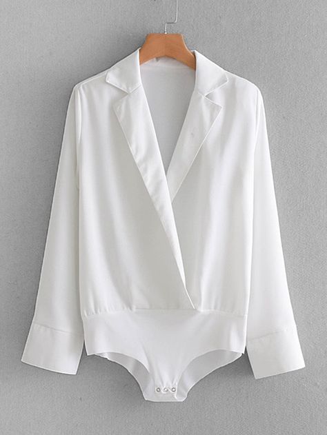 Shop Surplice V Neck Blouse Bodysuit online. SheIn offers Surplice V Neck Blouse Bodysuit & more to fit your fashionable needs. Blouse Bodysuit, Body Blouse, Long Sleeve Playsuit, Collar Bodysuit, Bodysuit Shirt, Solid Skirt, Bodysuit Blouse, Fashion Tops Blouse, Casual Rompers