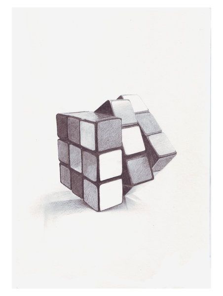 Rubik’s Cube Pencil Sketch Drawing Trends, Rubix Cube, Object Drawing, Free Hand Drawing, Magic Cube, Rubik's Cube, 3d Drawings, Pencil Art Drawings, Art Drawings Sketches Simple