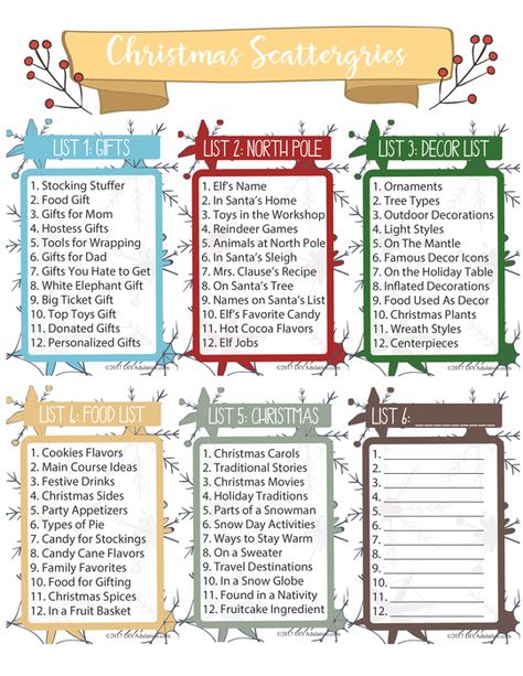 Christmas Scattergories, Scattergories Game, Xmas Games, Fun Christmas Party Games, Printable Christmas Games, Fun Christmas Games, Christmas Games For Family, Holiday Games, Christmas Party Games