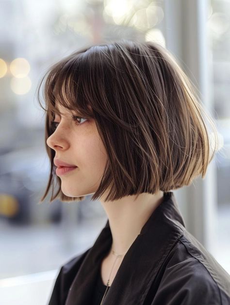 Explore Top Summer Bob Haircuts 2024 for Women Straight Short Haircuts For Women, Short Hair Styles For Straight Hair, Short Haircut Straight, Parisian Bob Round Face, A Line Bob Short, Bob With Straight Bangs, Short Bob Bangs, Straight Cut Bob, Straight Bob With Bangs