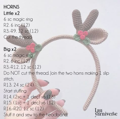 Crochet Headband Christmas, Crochet Christmas Headband, Crochet Christmas Hair Accessories, Crochet Antlers Headband, Crochet Mickey Ears Headband, Knit Accesories, Crochet Headband Free, Crochet Doll Clothes Free Pattern, Crochet Hair Clips